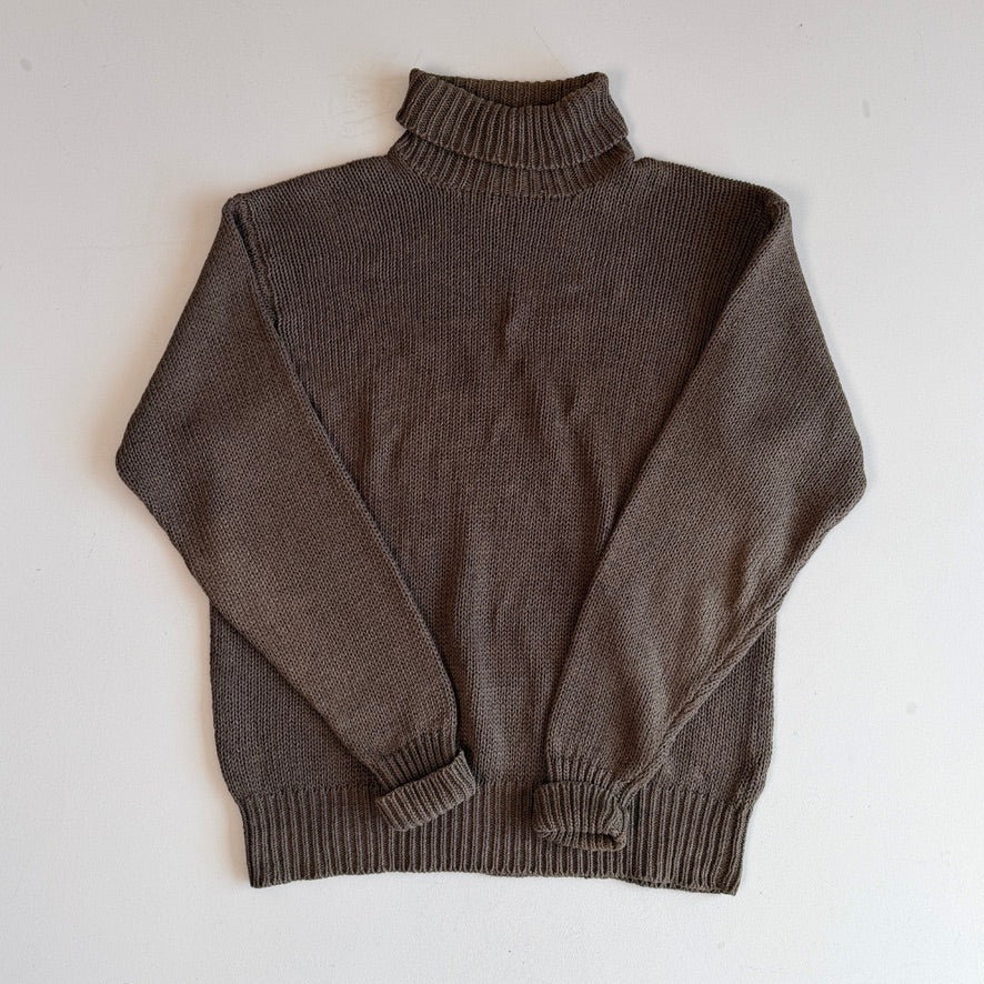 VNTG Polo Ralph Lauren (XL) Linen/Cotton Cedar Brown Turtleneck Sweater