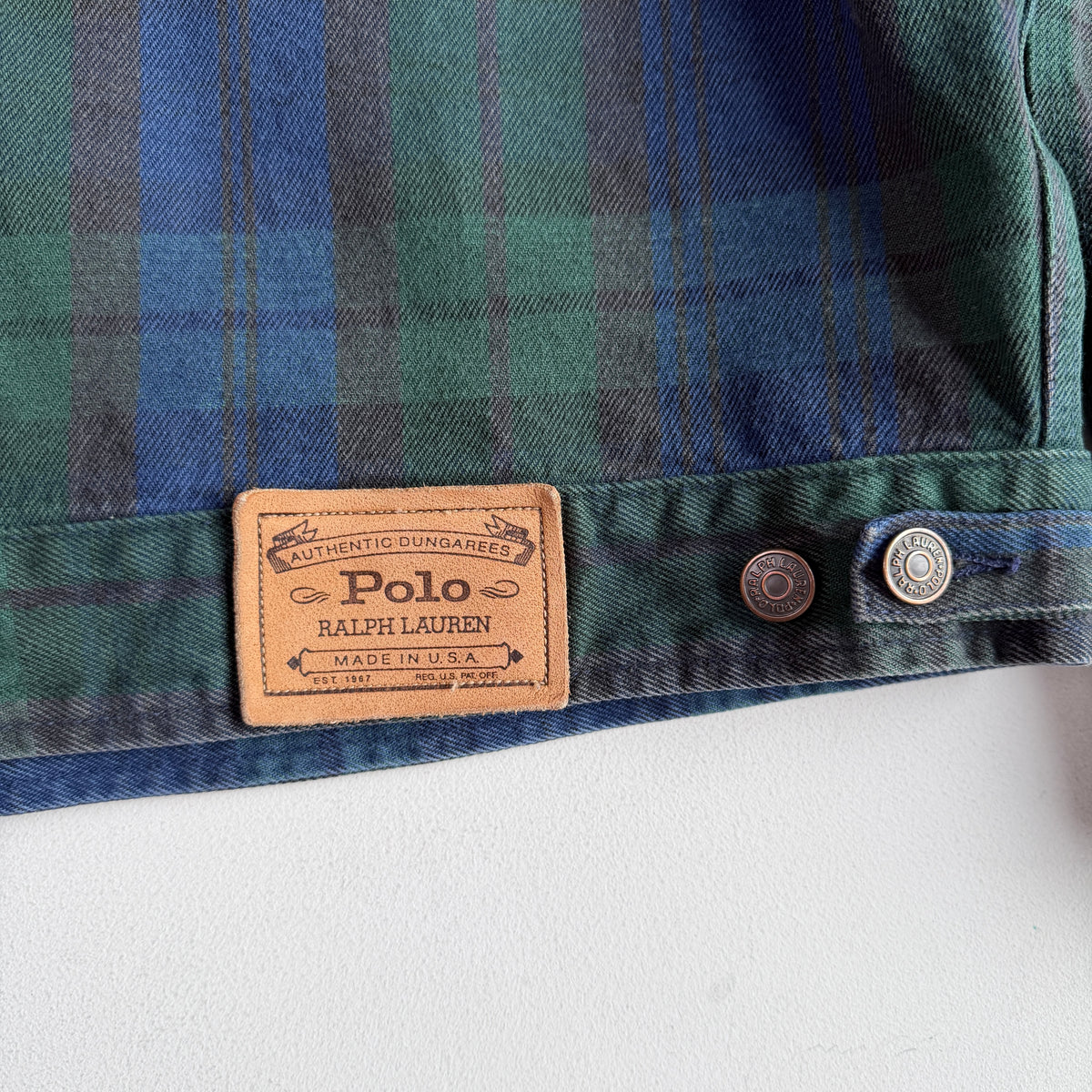VNTG Ralph Lauren Polo Country (XL) Black Watch Denim Western Trucker Jacket