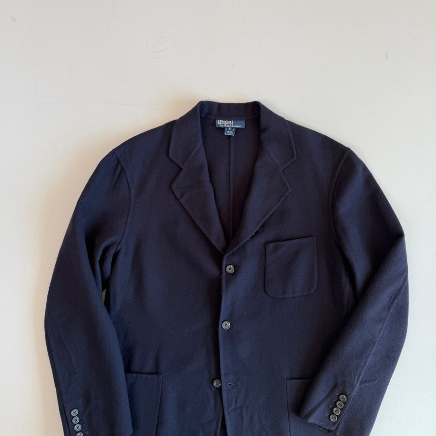 VNTG Polo Ralph Lauren (L) Wool Flannel Unstructured Navy Blue Sport Coat