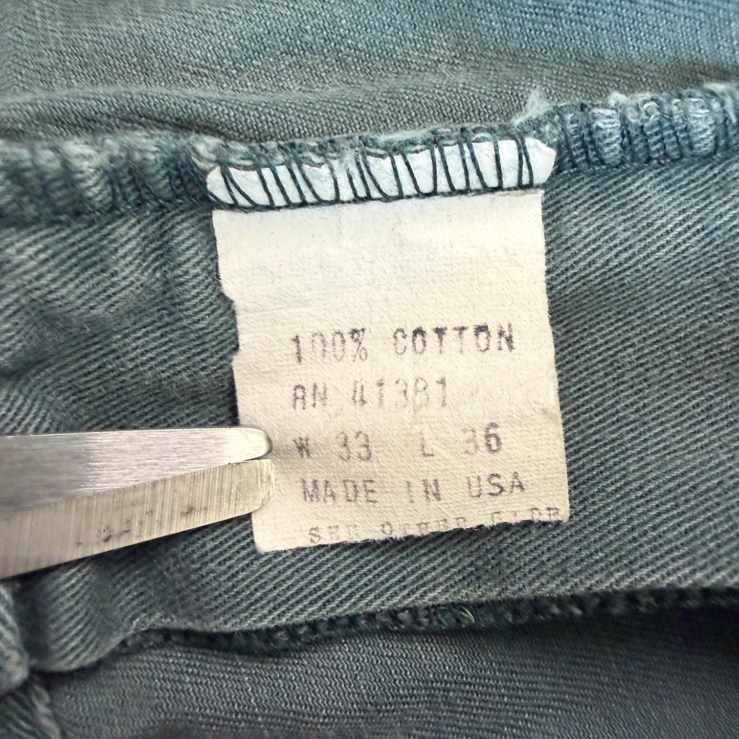 VNTG Polo Ralph Lauren (33x30) Dusty Turquoise Pleated Side Tab Cotton Chinos