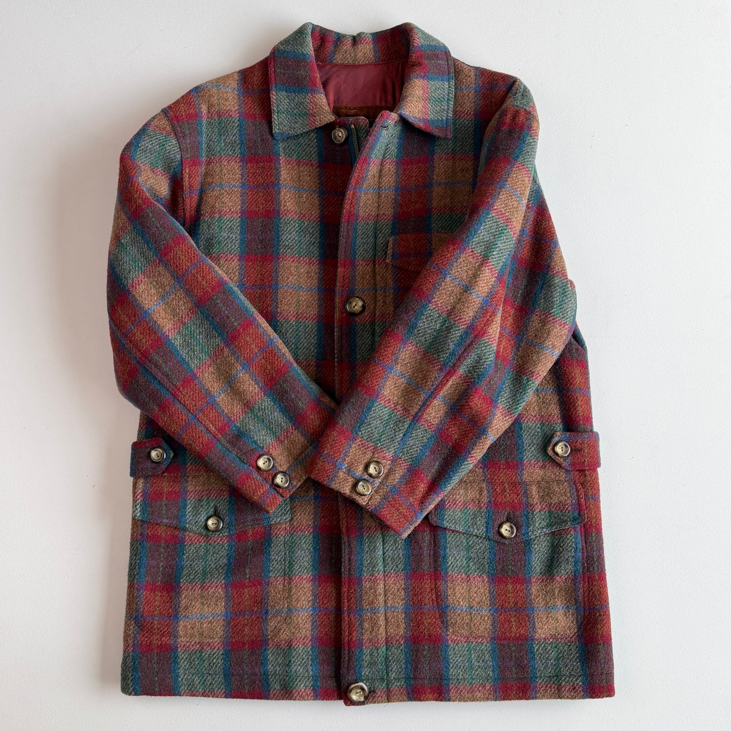 Paul Stuart (52IT / L) Plaid Wool Quilt Lined Hunting Chore Coat