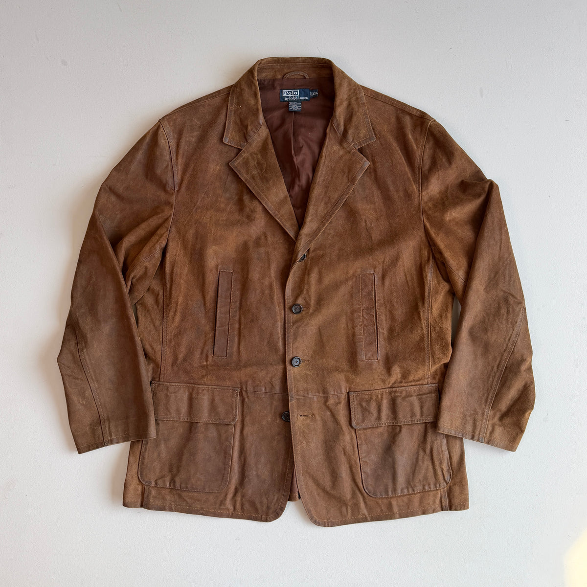 Polo Ralph Lauren (2XL) Leather Suede Half-Norfolk Tawny Field Jacket Coat