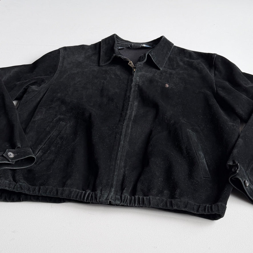 Polo Ralph Lauren (XL) Suede Leather Black Fleece-Lined Jacket