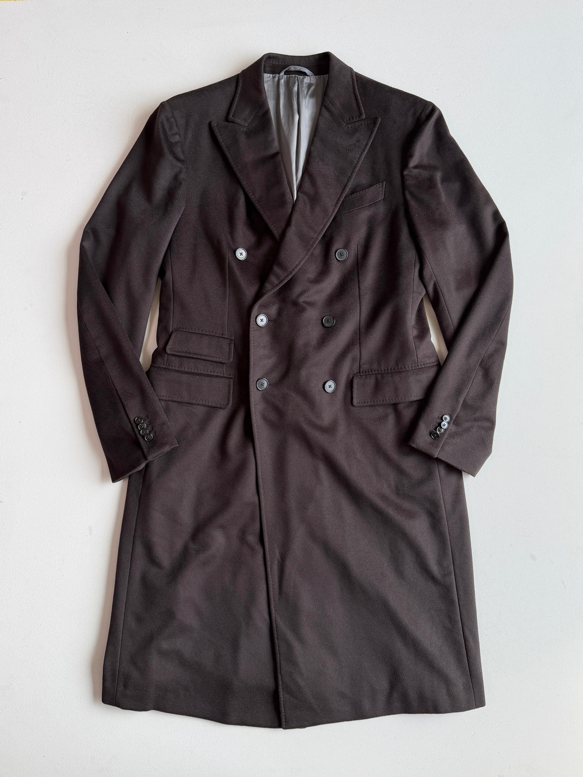 Ermenegildo Zegna (56L) 100% Cashmere Oxblood Half-Belt Double Breast Overcoat
