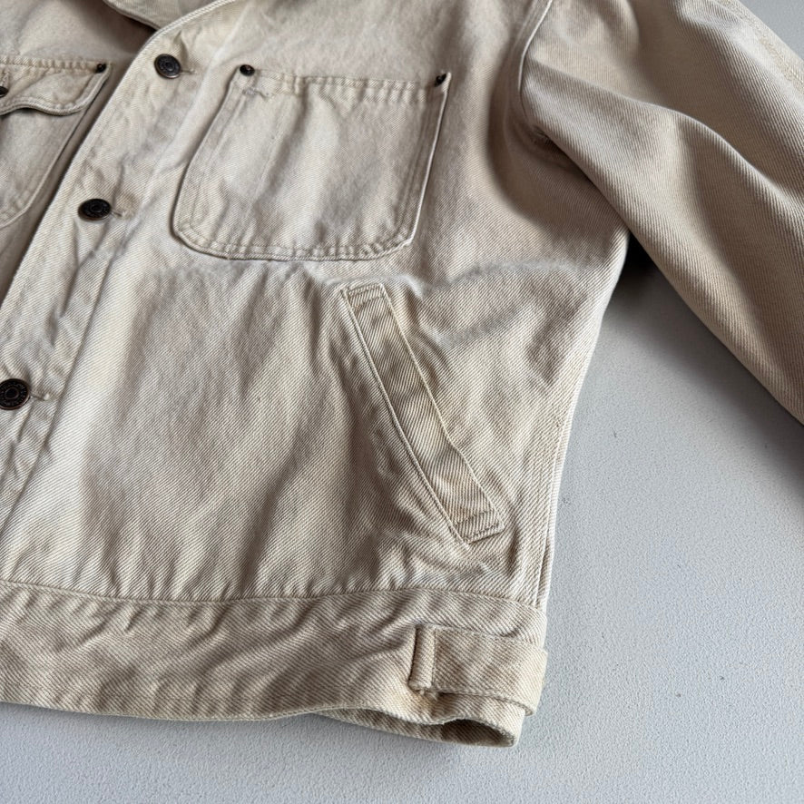 VNTG Polo Ralph Lauren (M) Cream/Beige Denim Cotton Trucker Jacket