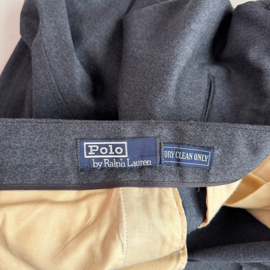 VNTG Polo Ralph Lauren (37x33) Slate Blue 100%Wool Trouser Pants