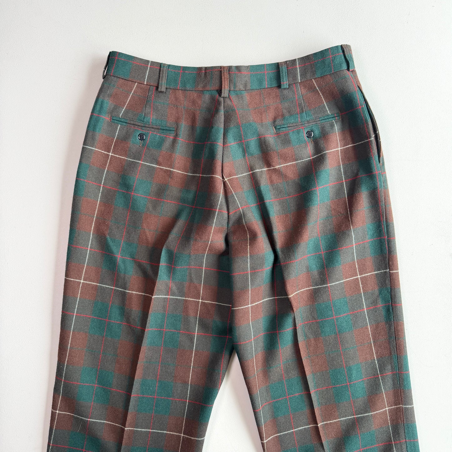VNTG RRL Ralph Lauren (38x32) Wool Flannel Tartan Plain Trouser Pants