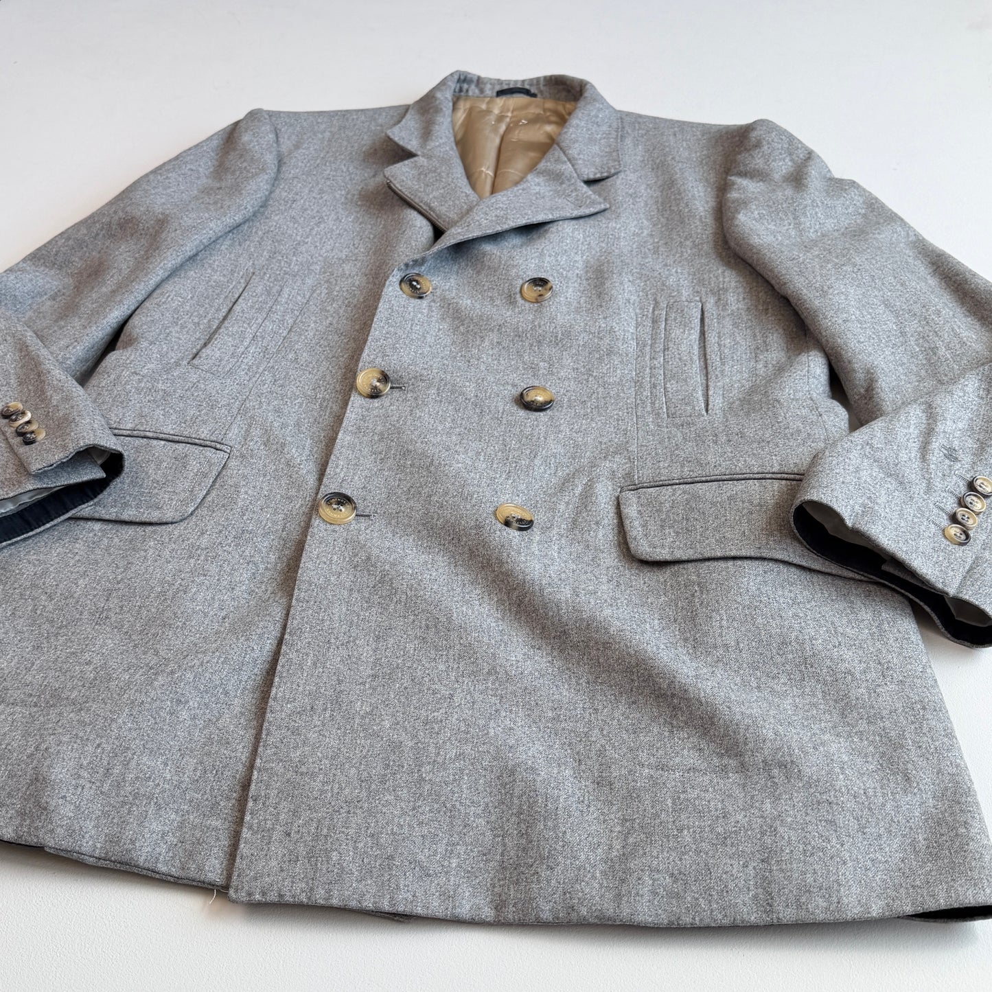 Brunello Cucinelli (50) Sport-Coat Style Brushed Wool Cashmere Zip Peacoat