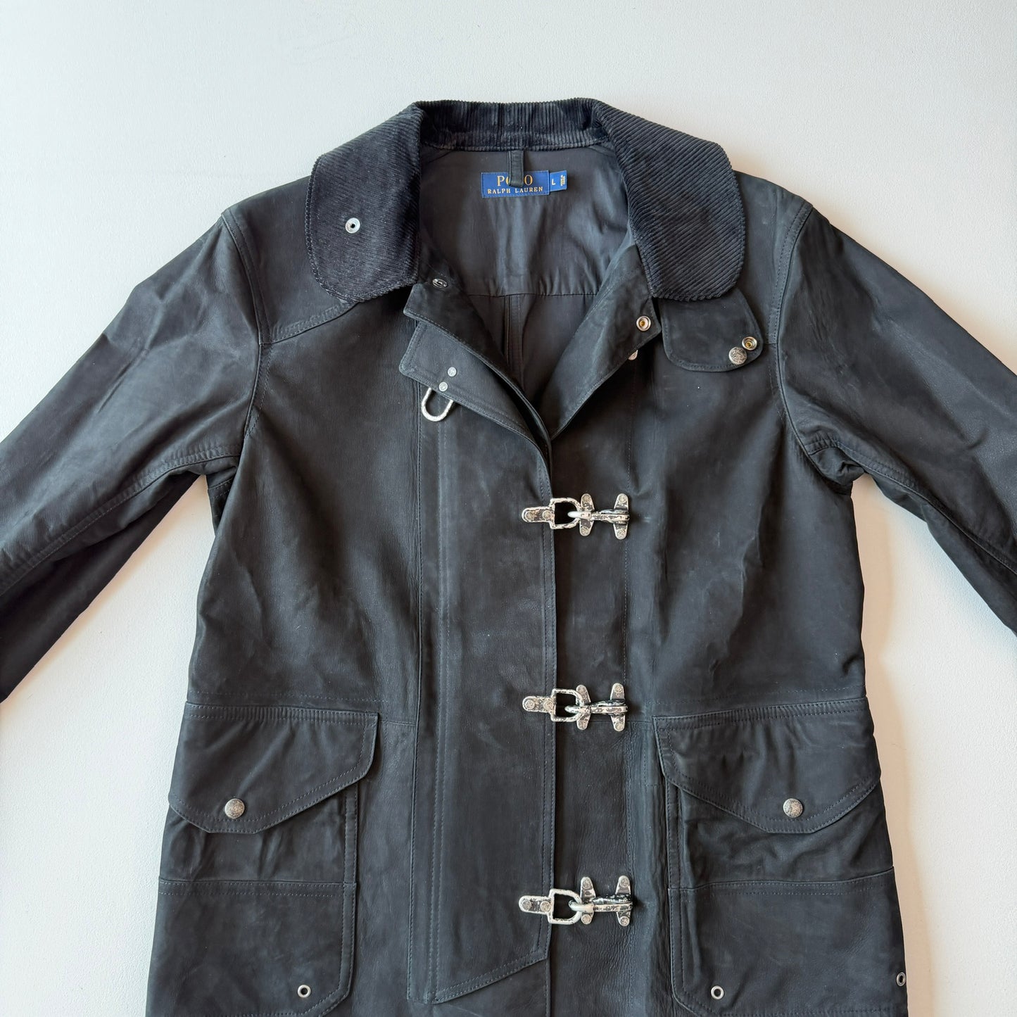 Polo Ralph Lauren (L) Leather Fireman Lobester Claw Coat
