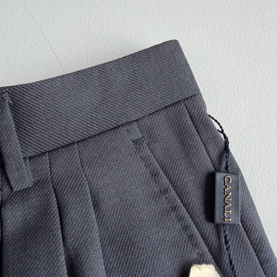 NWT Canali (36W) Cavalry Twill 100% Wool Pleated Relaxed Trouser Pants
