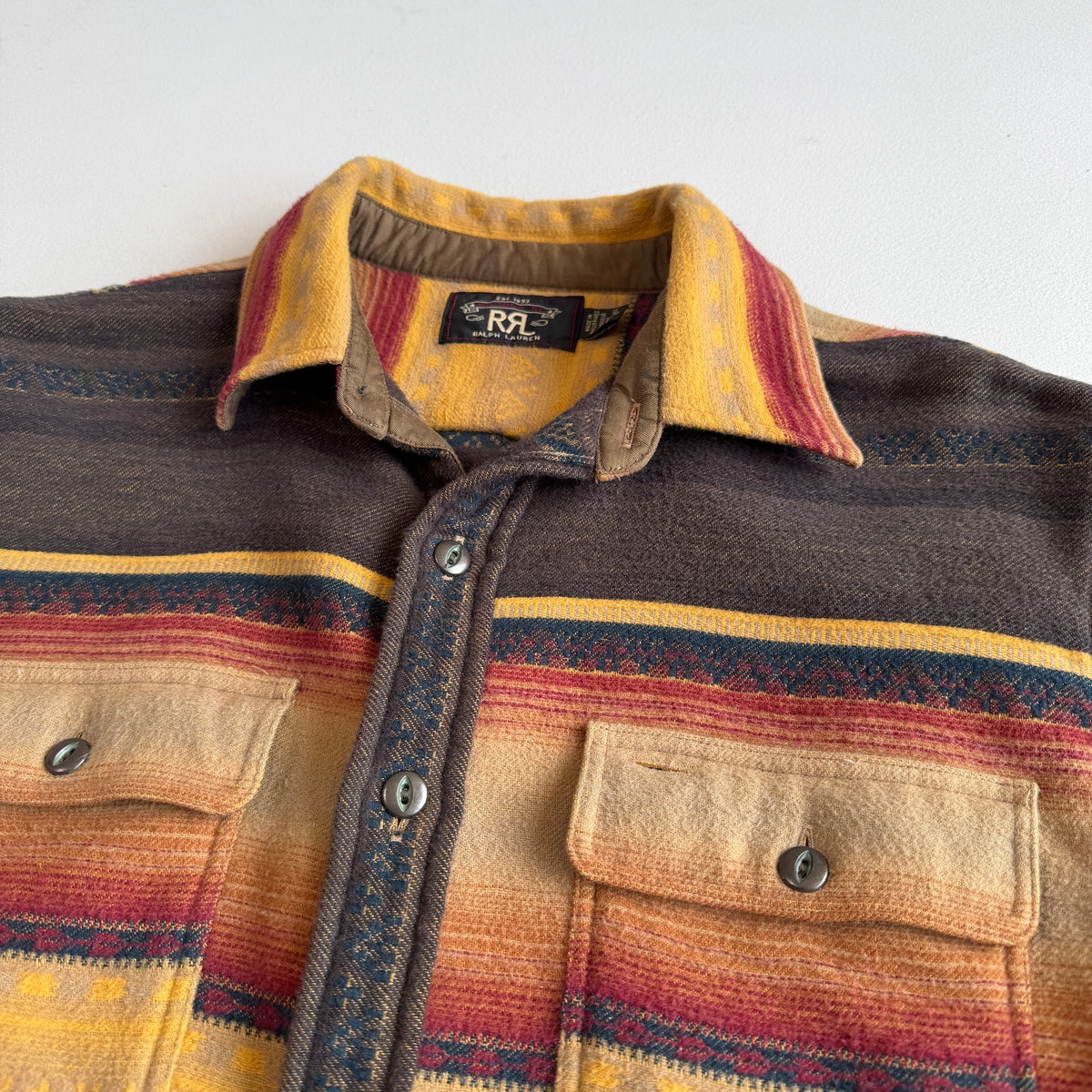 RRL Ralph Lauren (M) Southwest Striped Jacquard Cotton Work Overshirt