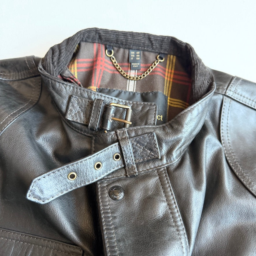 NWOT Belstaff (US 48 / 2XL) Trailmaster Panther Waxed Leather Motorcyle Jacket