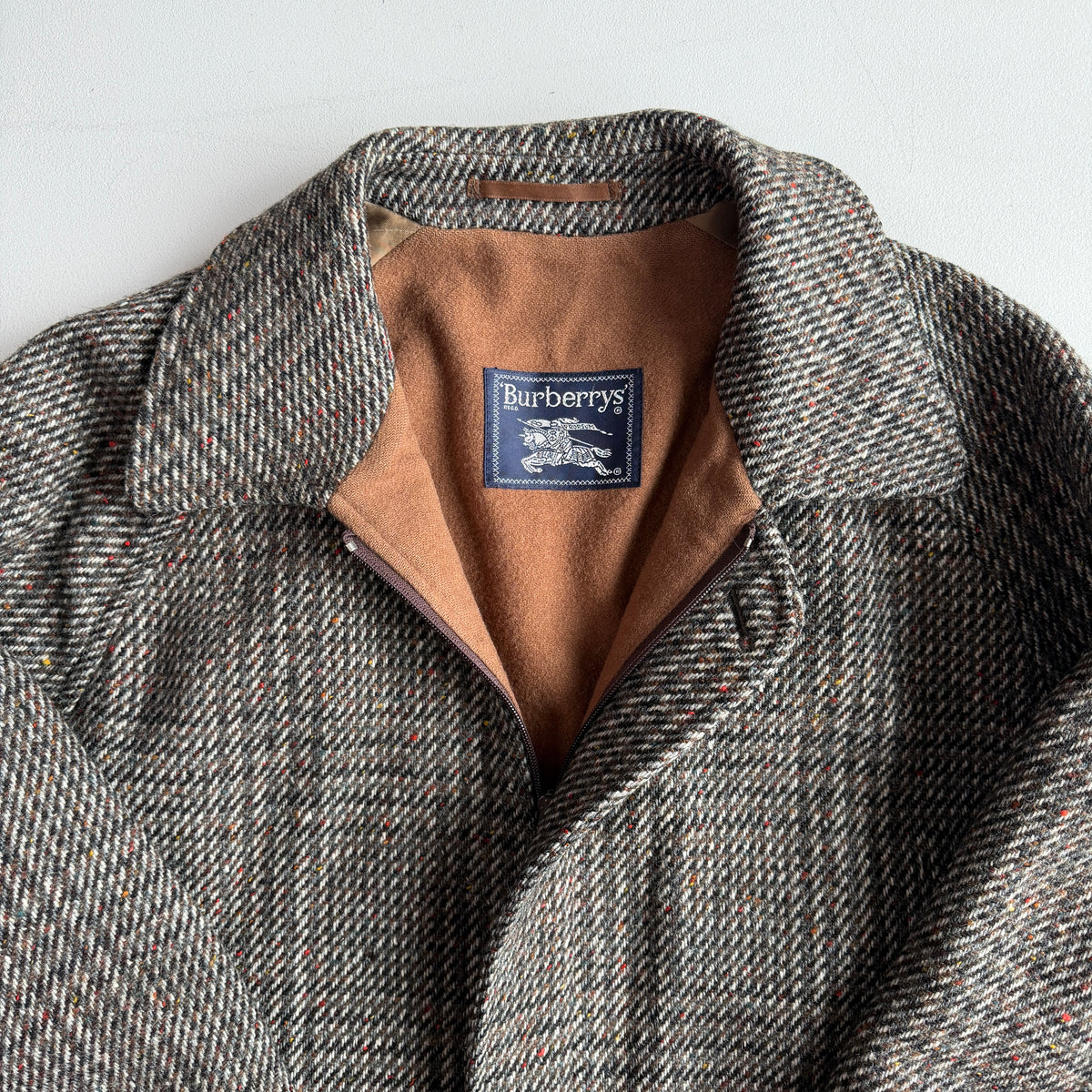 VNTG Burberry (XL) Tweed Melange Wool Raglan Sleeve Bomber Jacket