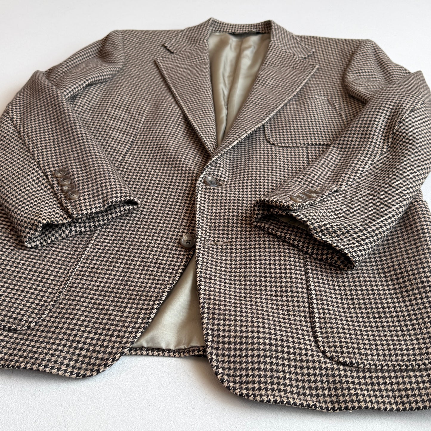 VNTG Polo Ralph Lauren (42R) Wool Houndstooth Brown/Cream Sport Coat