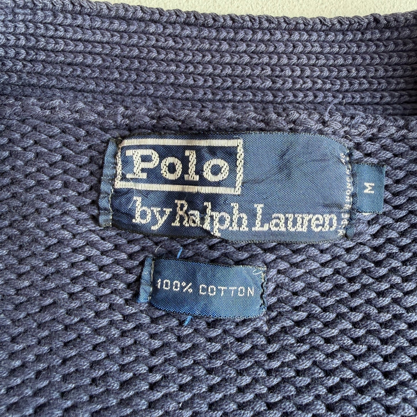 VNTG Polo Ralph Lauren (M) 90s Colorblock Cotton Knit Cardigan Sweater