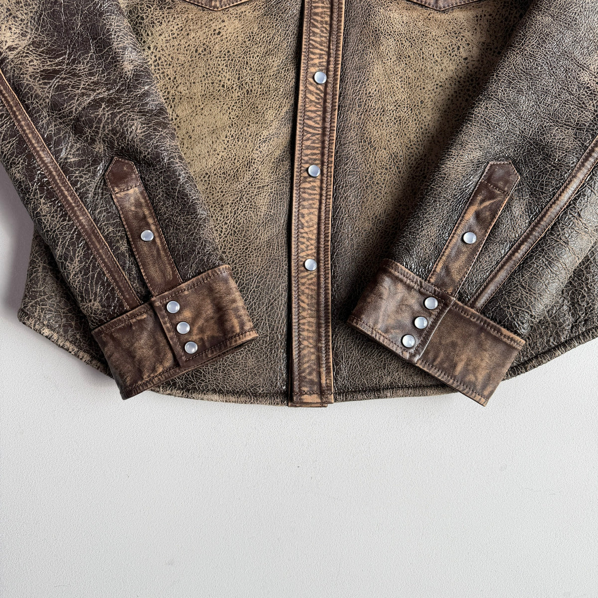 NWT Polo Ralph Lauren (S) Leather Shearling Western Pearl Snap Jacket Shirt