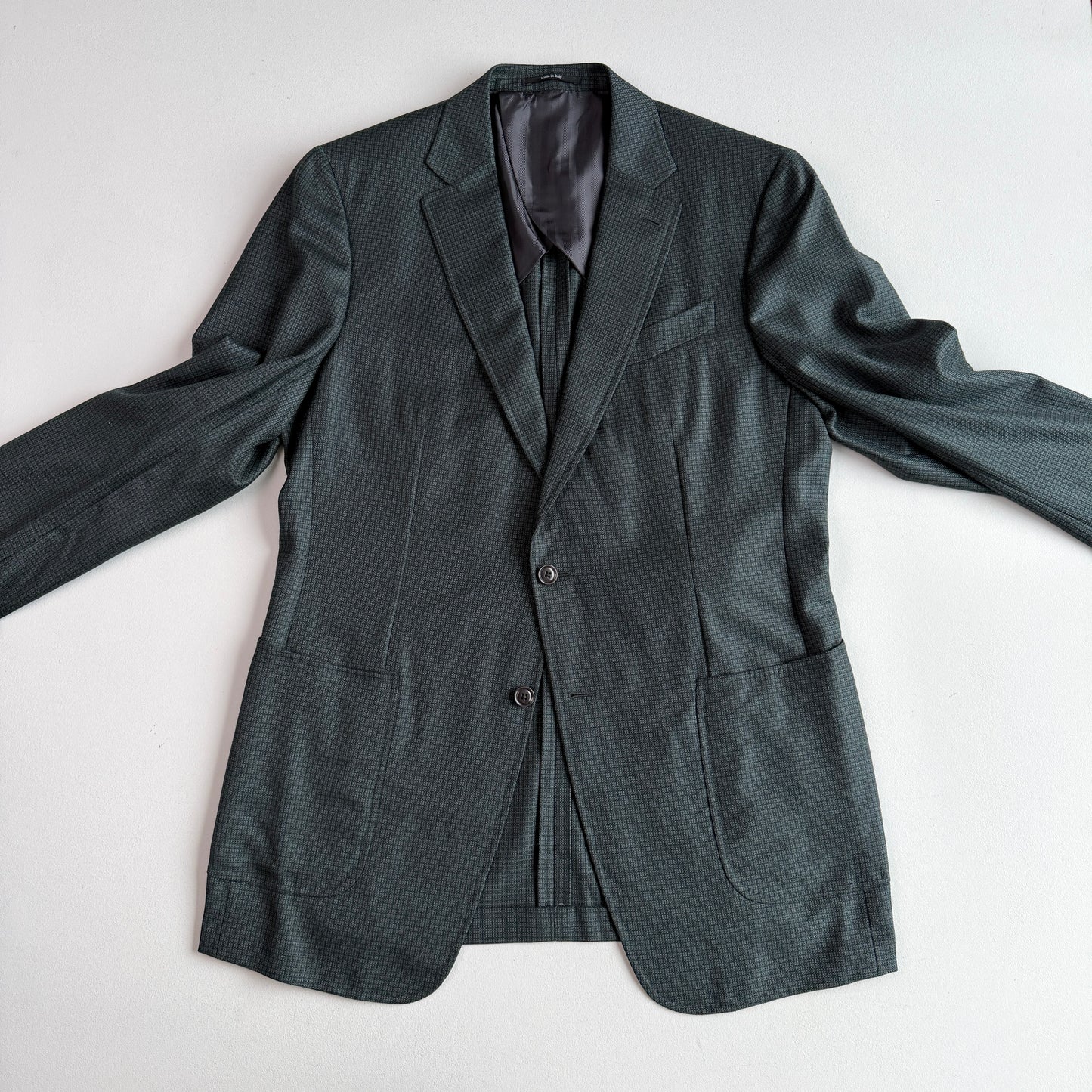 NWOT Ermenegildo (54L IT) Summer Weight Green Wool Hopsack Manhattan Sport Coat