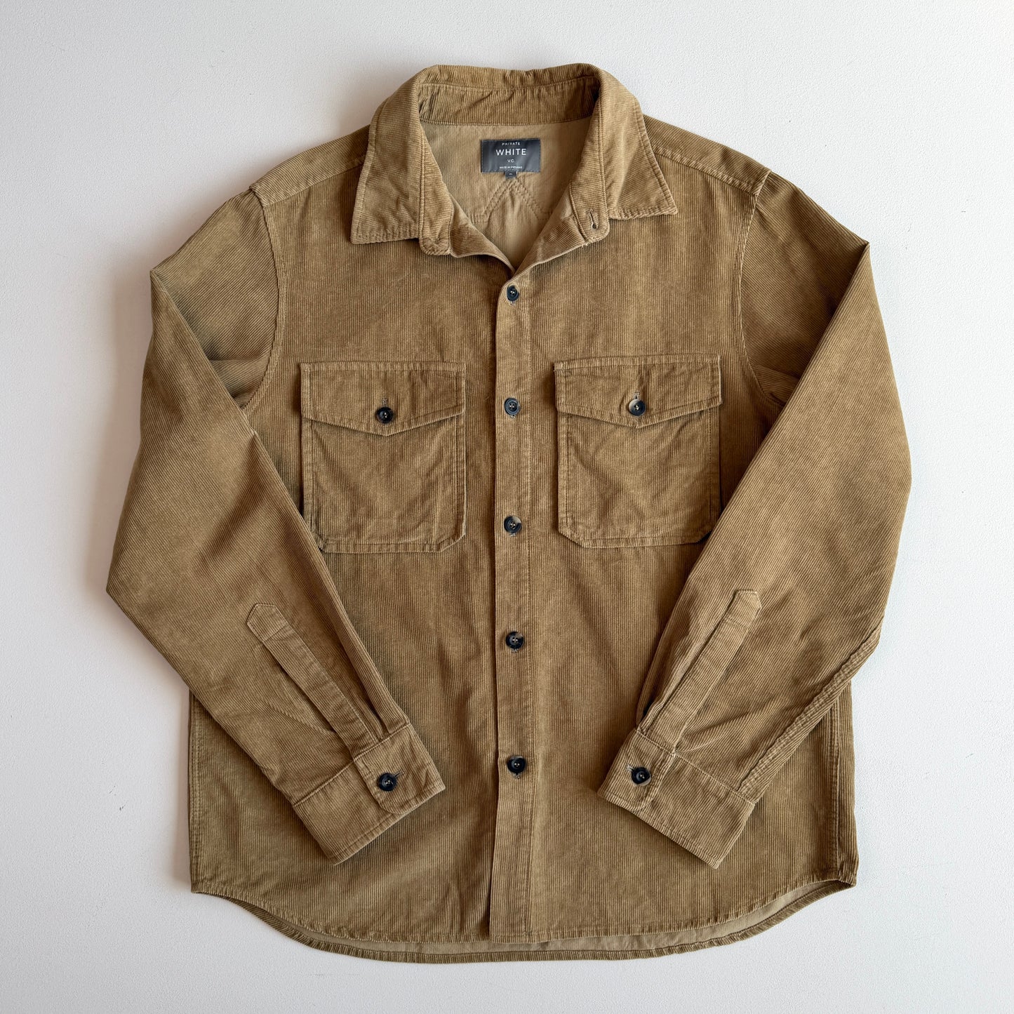 MINT! Private White V.C. (5 / L) Peanut Brown Corduroy Button Overshirt