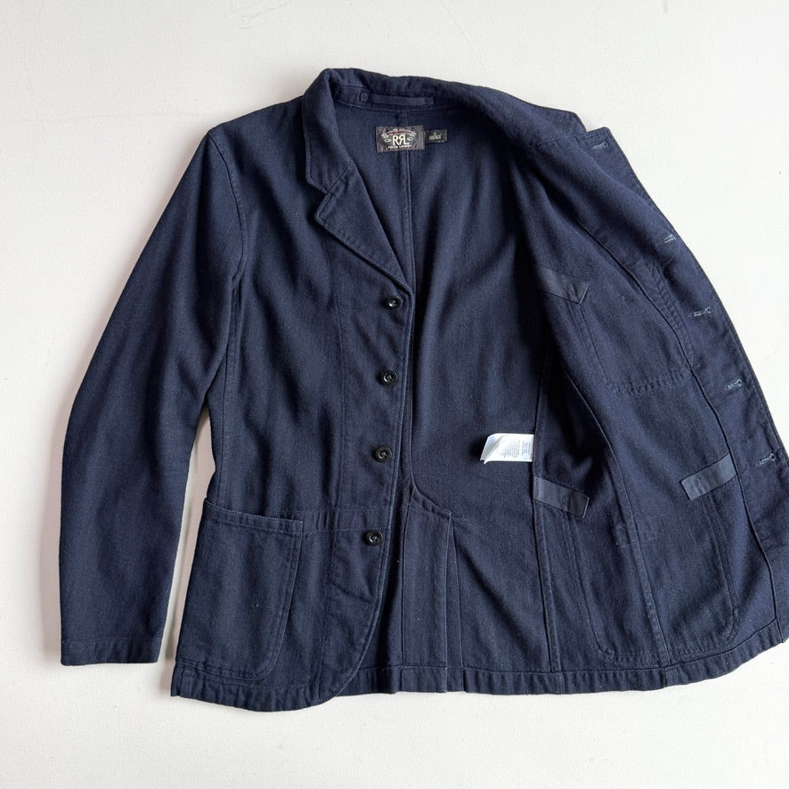 RRL Ralph Lauren (S) Indigo Brushed Cotton/Wool Herringbone Sport Coat