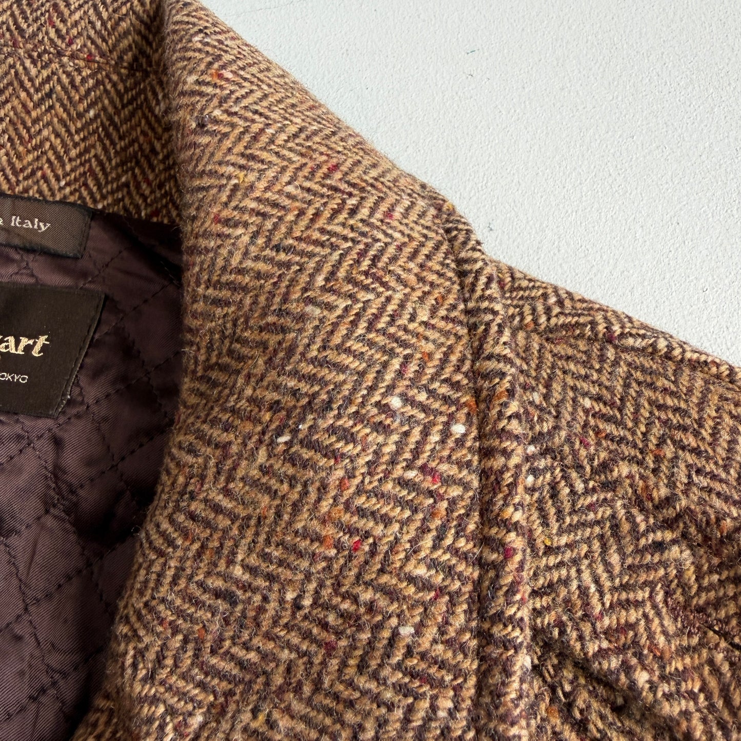 VNTG Paul Stuart (54) Tweed Wool Belted Balmacaan Norfolk-Style Field Coat
