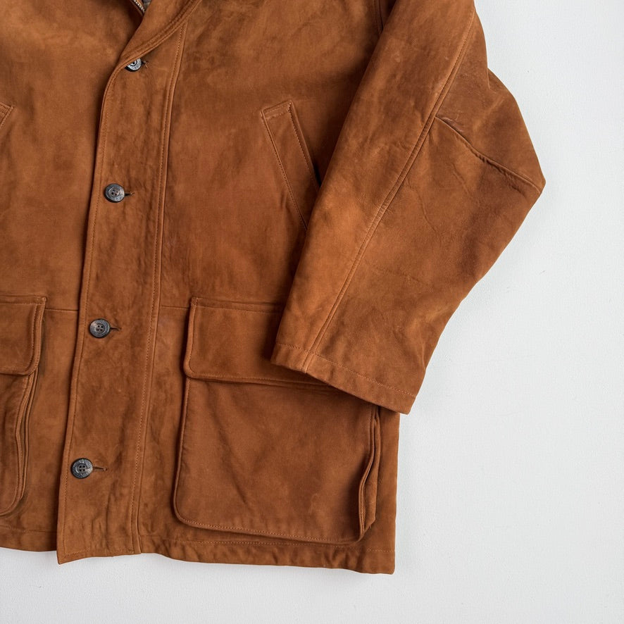 Burberry (XL) Suede Leather Tawny Nova Check Lined Field Coat