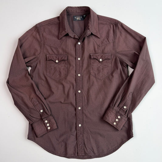 RRL Ralph Lauren (L) Plum Pearl Snap Dyed Western Shirt