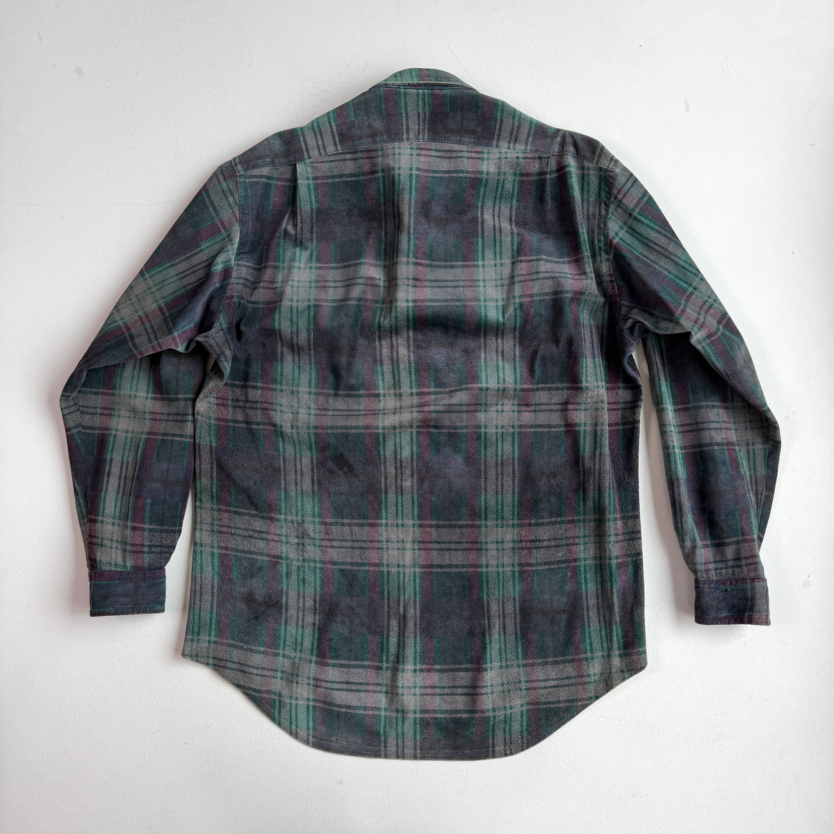 RARE! Polo Ralph Lauren (M) Suede Leather Plaid Tartan Button Front Shirt VNTG