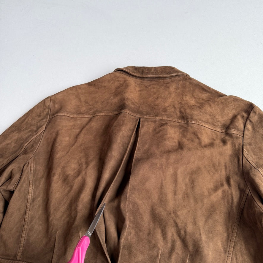 Polo Ralph Lauren (46R) Half-Norfolk Reverse Suede Leather Brown Sport Coat