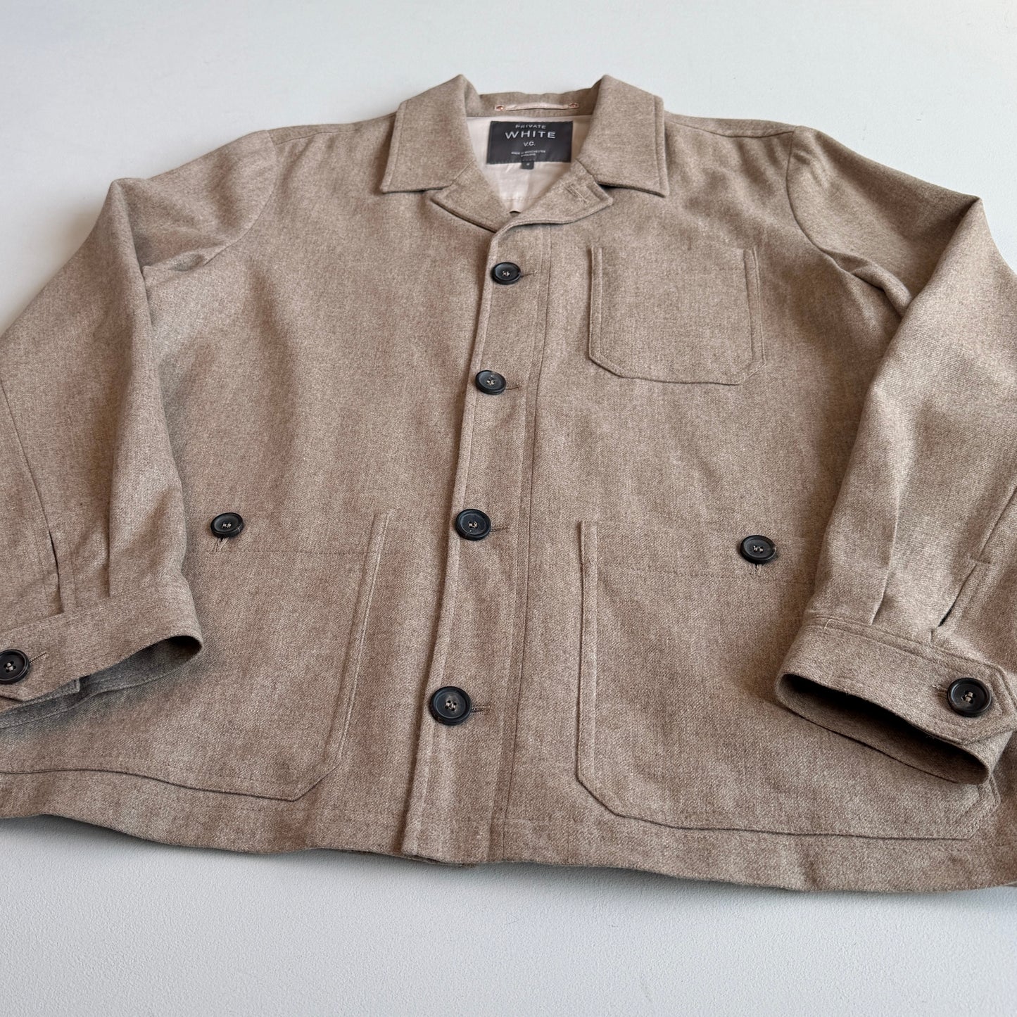 MINT! Private White V.C. (5 / L) "Mayfair Shacket" Oat Wool Jacket Overshirt