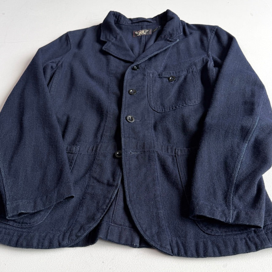 RRL Ralph Lauren (S) Indigo Brushed Cotton/Wool Herringbone Sport Coat