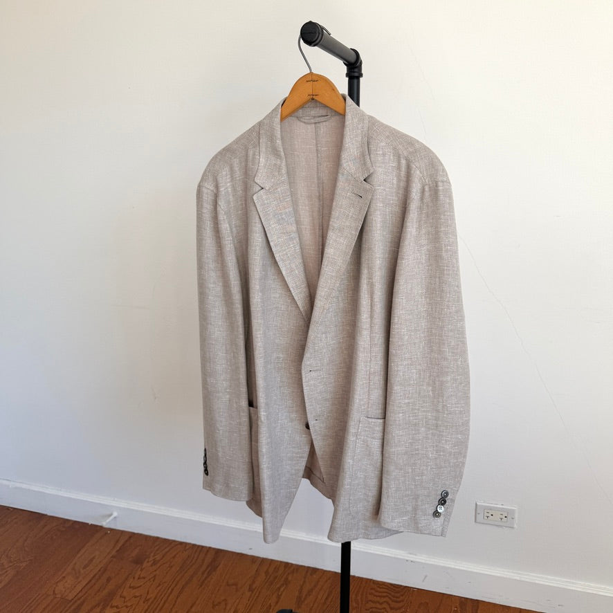 Ermenegildo Zegna (56R) Taupe Linen/Wool/Silk Unstructured Crossover "Shirt Jacket"