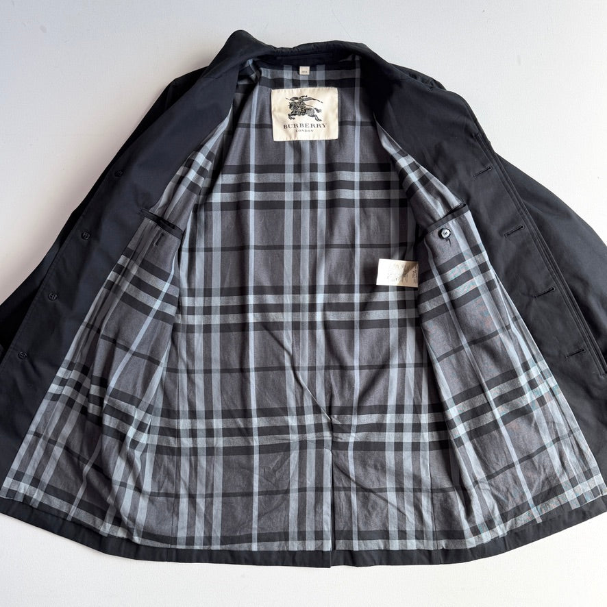 Burberry (48IT / M) Black 100% Cotton Gabardine Twill Car Coat
