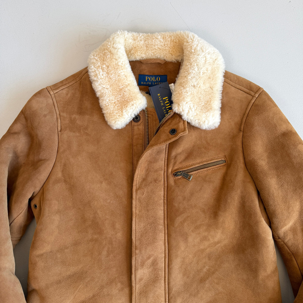 NWT Polo Ralph Lauren (S) Shearling Lamb Suede Leather Car Coat