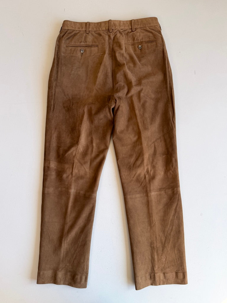Ralph Lauren Polo Sport (33x30) Suede Leather Brown Lined Pants
