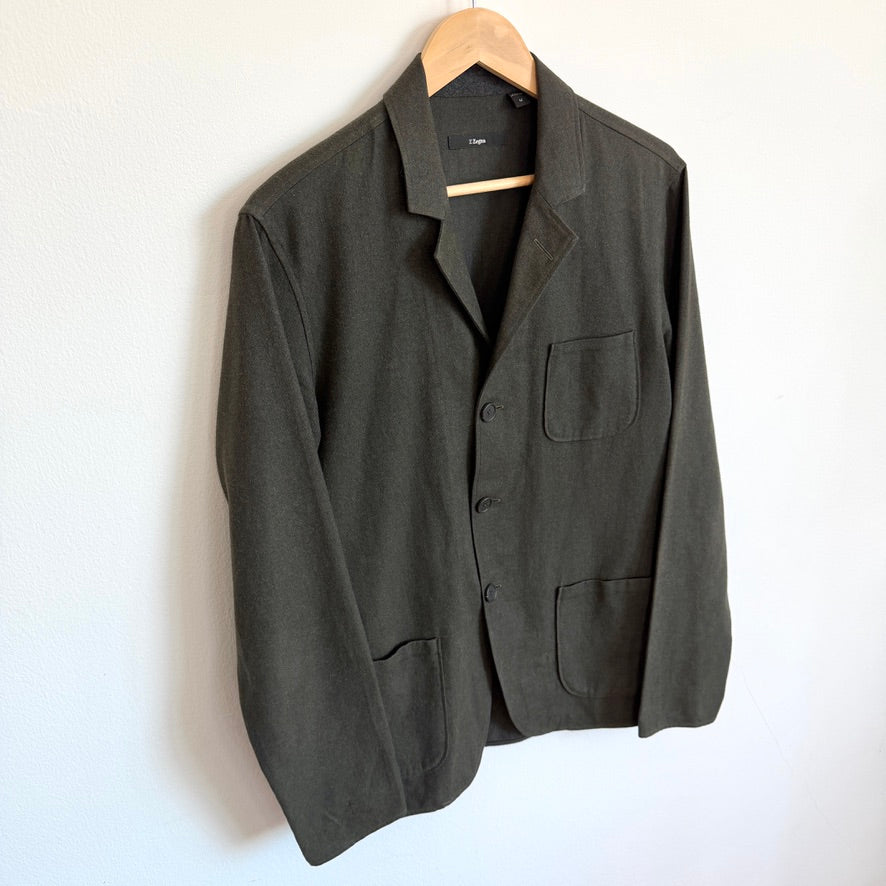 Z Zegna (M) Loden Green Unstructured Linen/Cotton/Wool Sport Coat