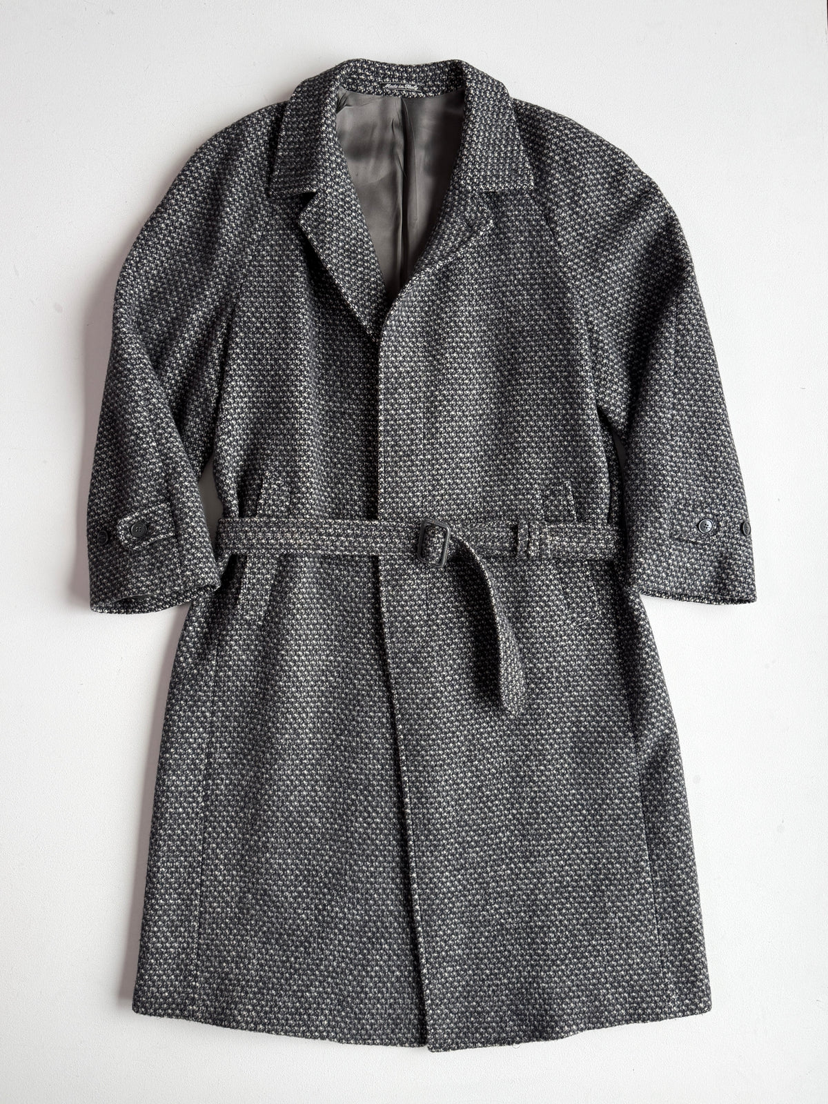 VNTG Giorgio Armani MANI (42R) 100% Wool Tweed Belted Balmacaan Overcoat