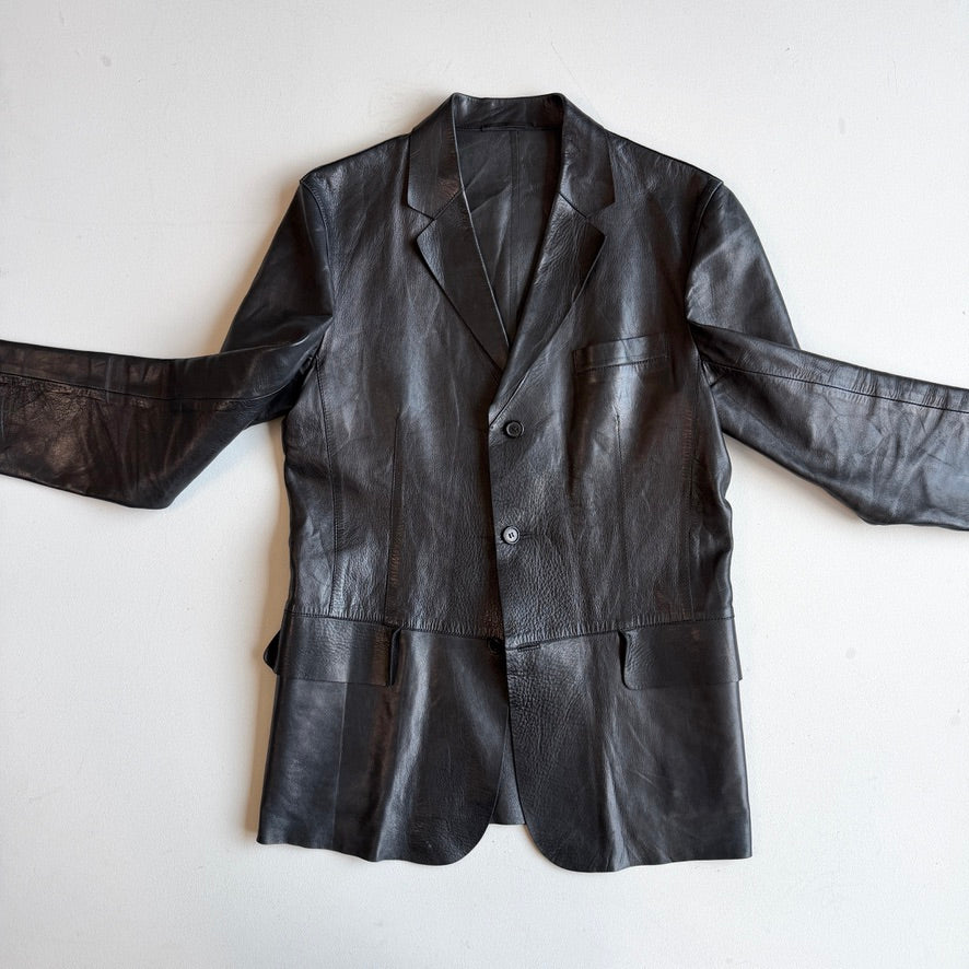 Gucci (48IT) Leather Unlined Black Surgeon Cuff Sport Coat