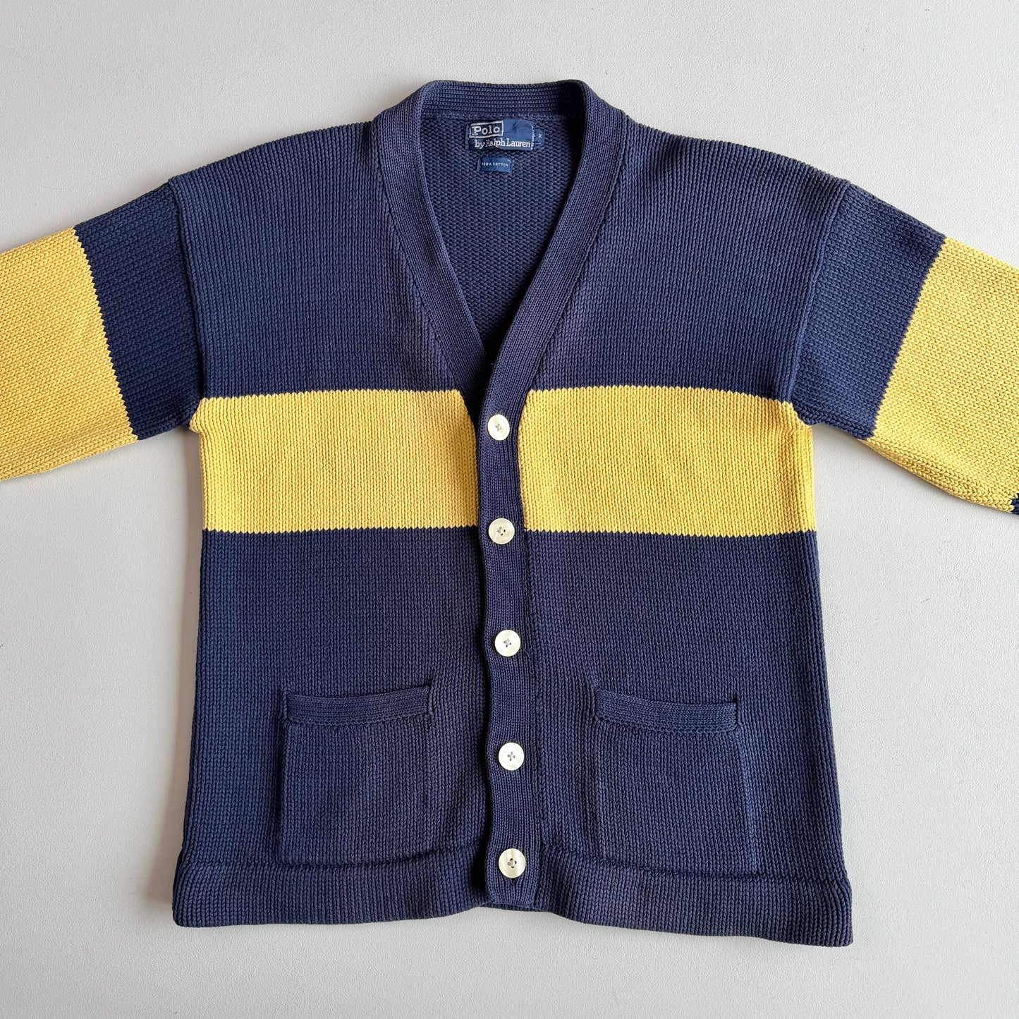 VNTG Polo Ralph Lauren (M) 90s Colorblock Cotton Knit Cardigan Sweater