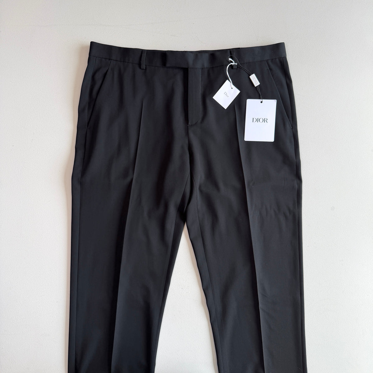 NWT Dior (56 /38W) Black 100% Wool Woven Tailored Pants