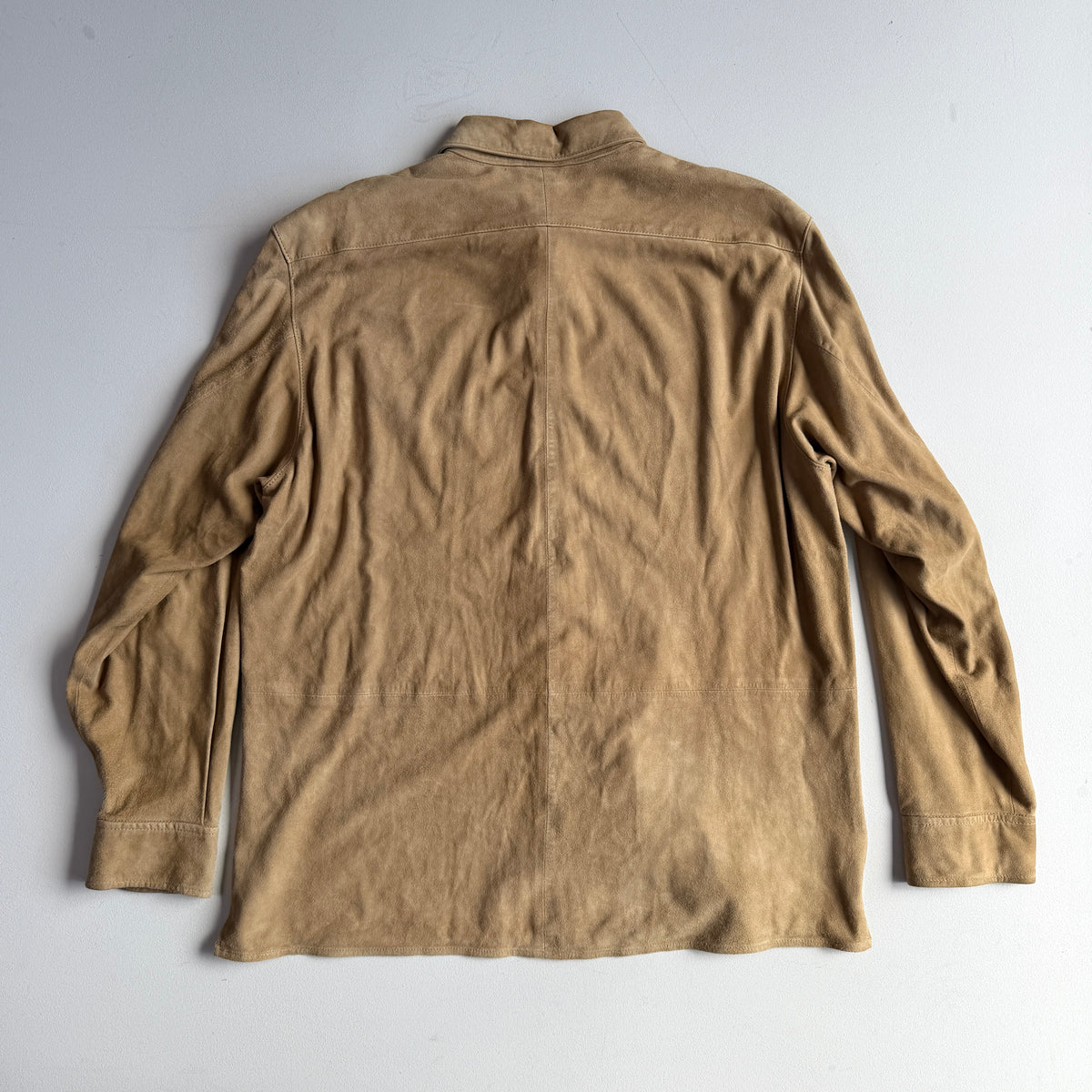 Polo Ralph Lauren (L) Suede Leather Tan Button Front Long Sleeve Shirt