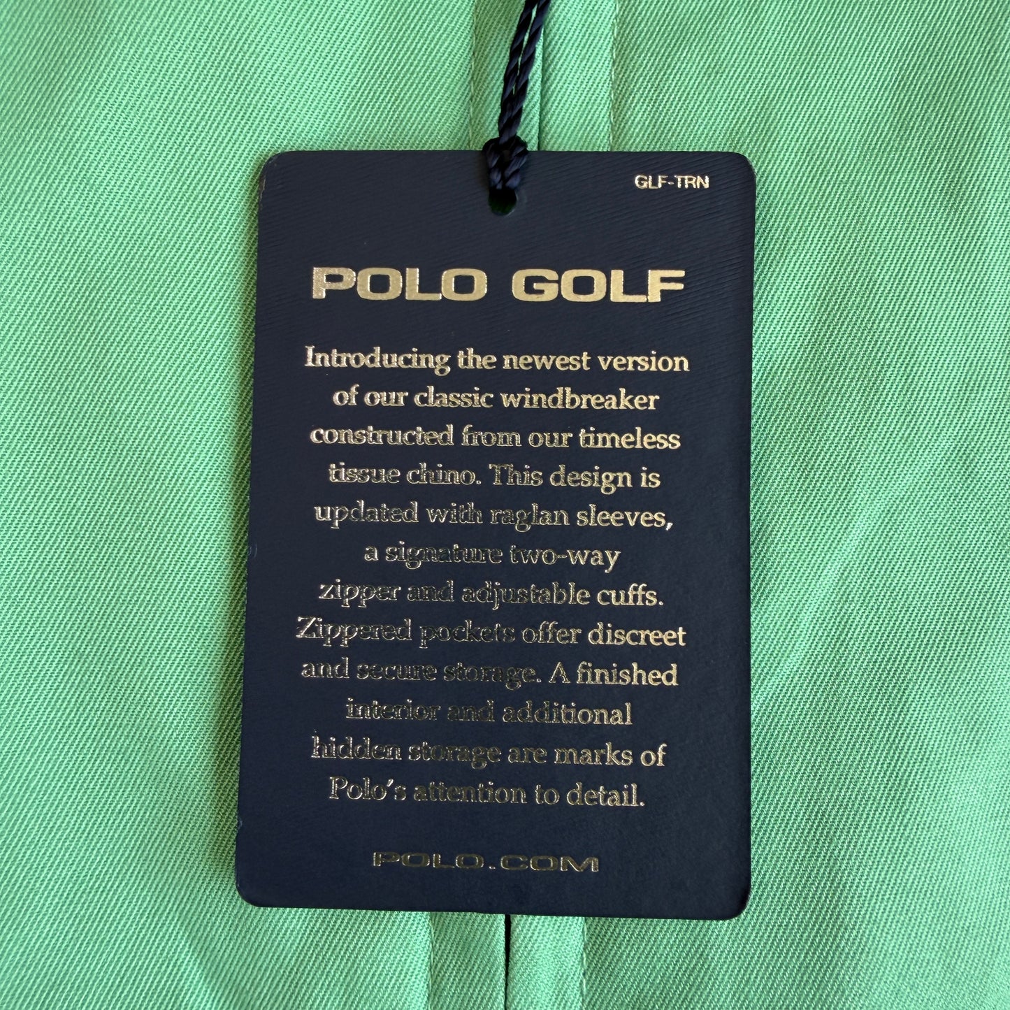 NWT Ralph Lauren Polo Golf (L) Turquoise Green 100% Cotton Raglan Jacket