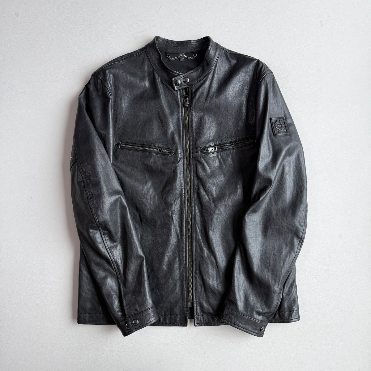 Belstaff (42 / 52IT) Nappa Lamb Leather Raceway Motorcycle Black Jacket