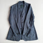 Canali (52 / L) Half-Norfolk 100% Linen Slate Blue Unstructured Sport Coat