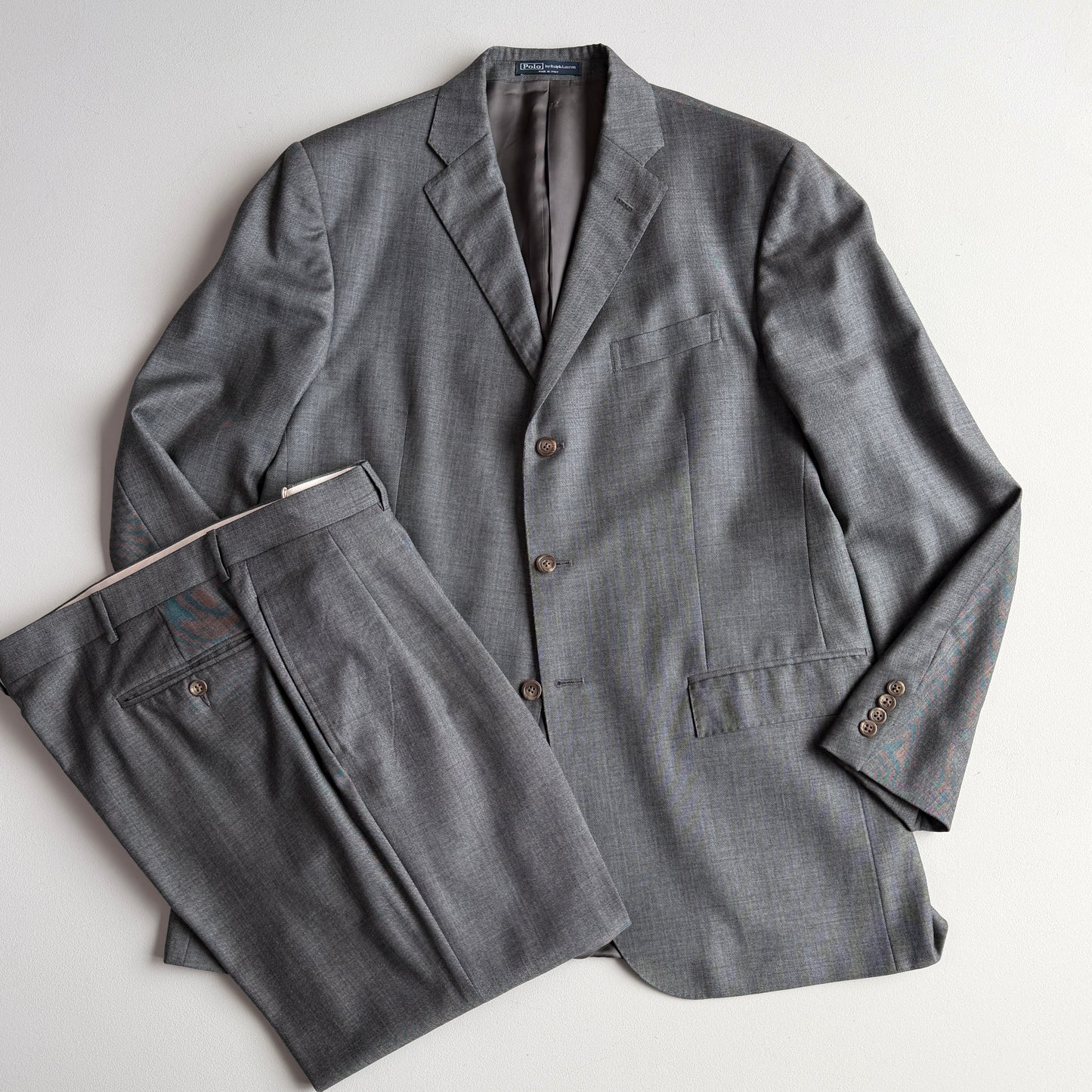 Polo Ralph Lauren (44L, 34x34) 2000s 3-Button Gray Pleated Suit