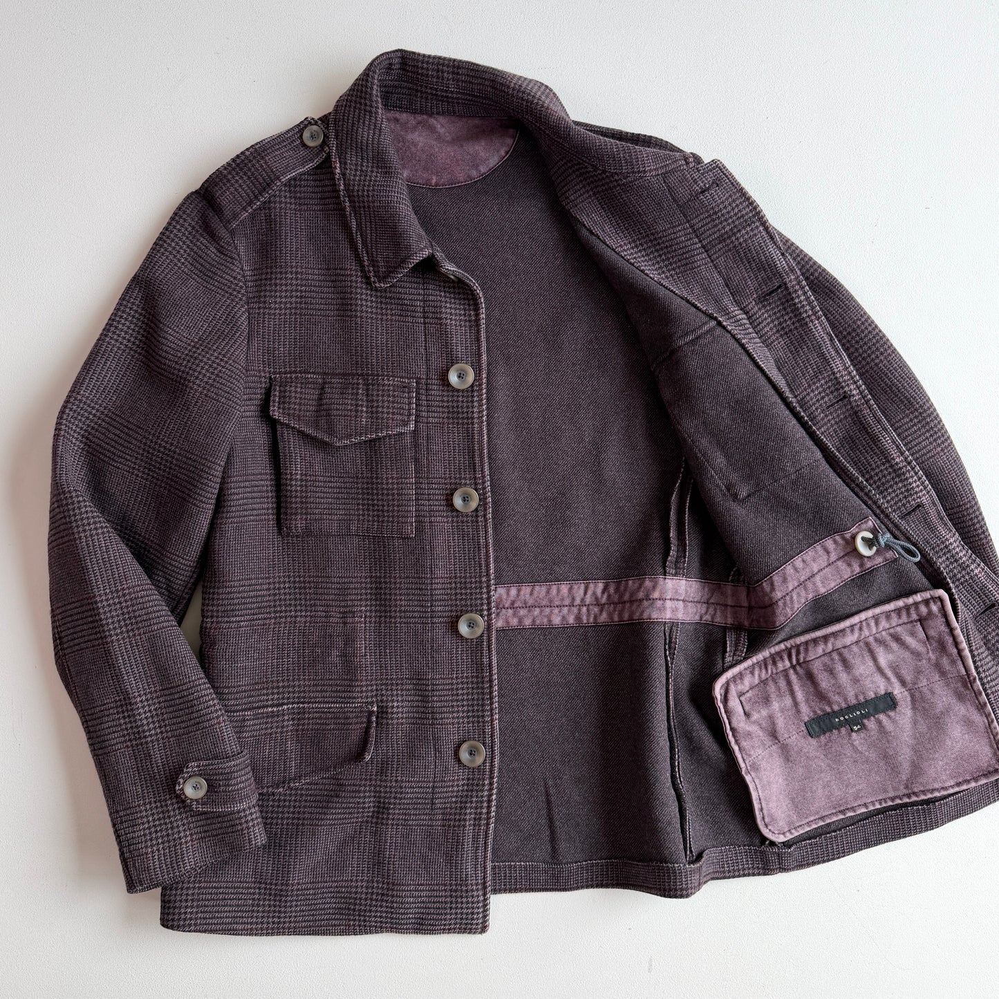 Boglioli (54IT / XL) 100% Cashmere Glen Plaid Maroon Field Jacket