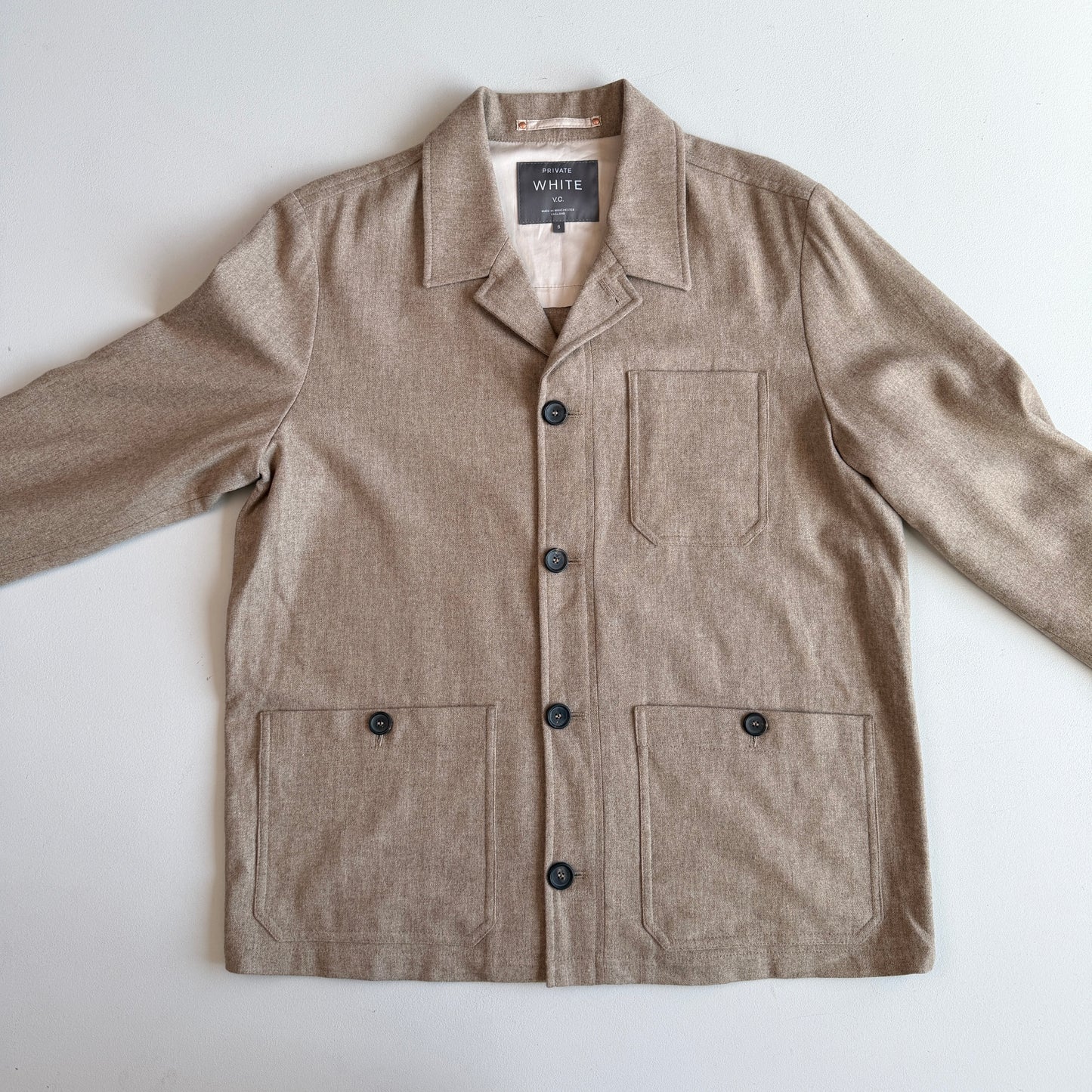 MINT! Private White V.C. (5 / L) "Mayfair Shacket" Oat Wool Jacket Overshirt