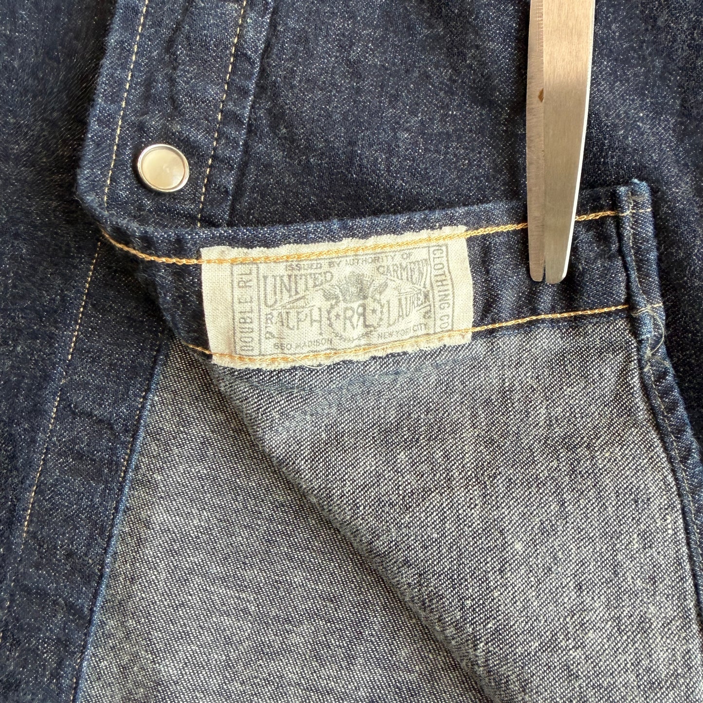 RRL Ralph Lauren (M) Denim Indigo Pearl Snap Western Shirt