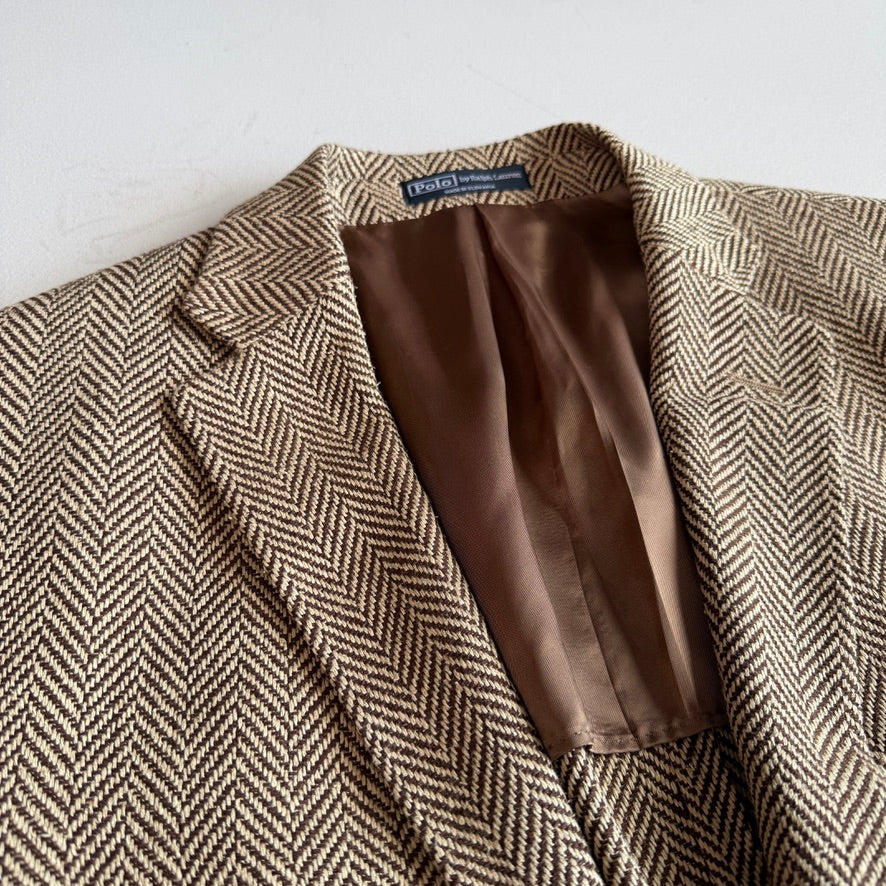 NWOT Polo Ralph Lauren (40R) 100% Silk 3-2 Roll Tweed Herringbone Sport Coat