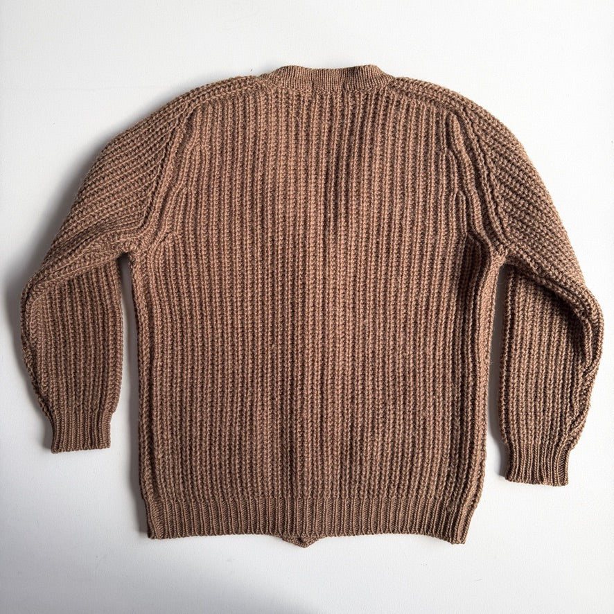 VNTG Orvis (L) Wool Diamond Cable Orinate Fisherman Cardigan Sweater