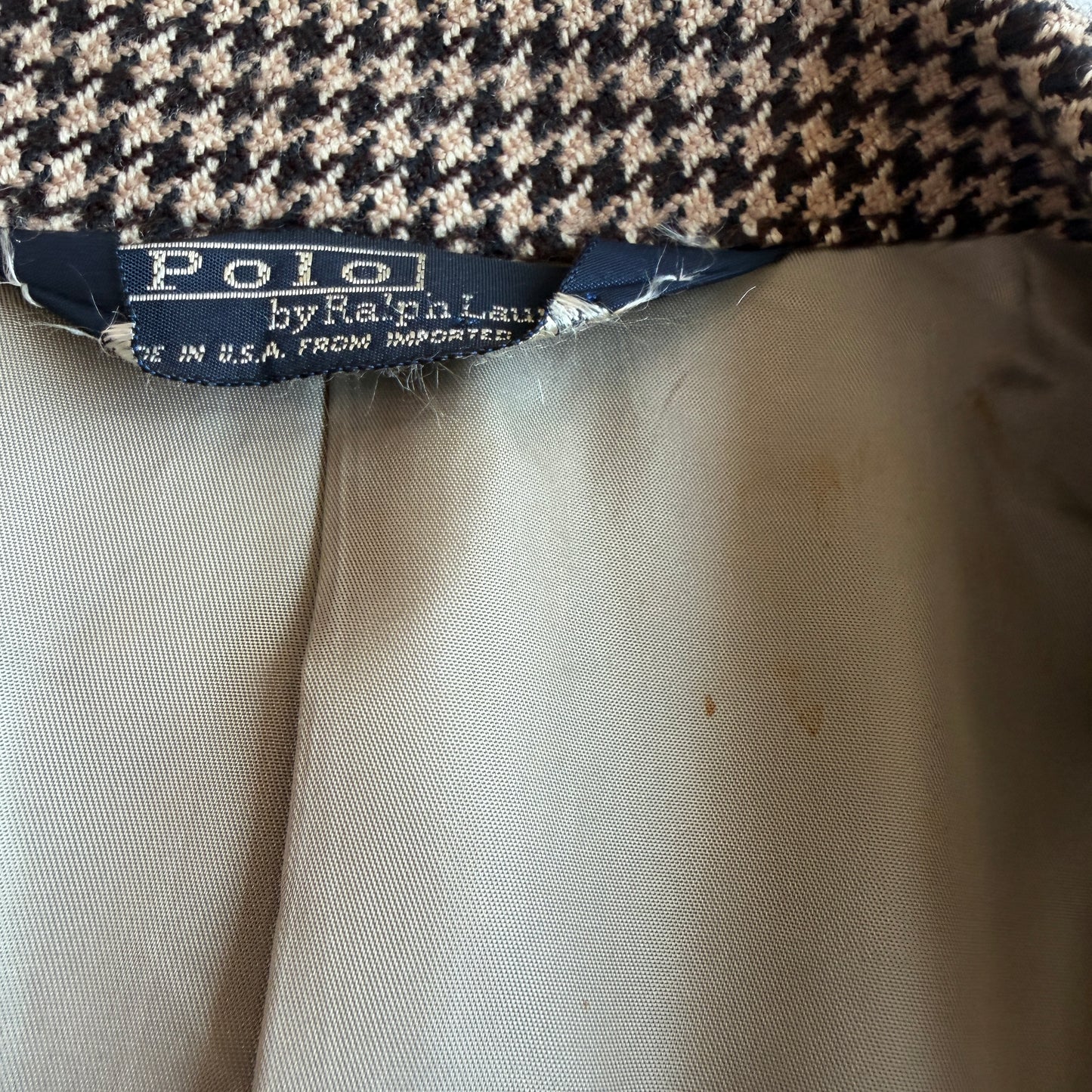 VNTG Polo Ralph Lauren (42R) Wool Houndstooth Brown/Cream Sport Coat